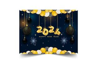 glücklich Neu Jahr 2024 Feier Konzept zum Gruß Karte Banner und Post Vorlage vektor