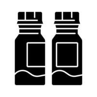 2d Pixel perfekt Glyphe Stil Pille Flasche Symbol, isoliert Vektor, Silhouette Illustration Darstellen medizinisch Pflege Ausrüstung. vektor