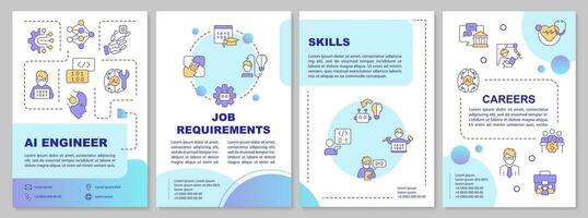 2d ai Ingenieur Broschüre Vorlage, Flugblatt Design mit Gradient dünn linear Symbole, 4 Vektor Grundrisse.