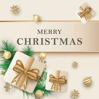 glad jul firande hälsning kort i lyx ljus brun guld Färg vektor