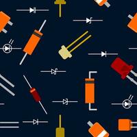 editierbar Vektor von Diode Illustration Symbol nahtlos Muster mit dunkel Hintergrund zum dekorativ Element von elektronisch oder elektrisch verbunden Design