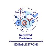2d redigerbar Flerfärgad ikon förbättrad beslut begrepp, isolerat vektor, hälsa driftskompatibilitet Resurser tunn linje illustration. vektor