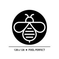 2d Pixel perfekt Glyphe Stil Honigbiene Symbol, isoliert Vektor, Silhouette Illustration Darstellen Allergen frei. vektor