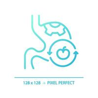 2d Pixel perfekt Gradient Verdauungs- System mit Obst Symbol, isoliert Blau Vektor, dünn Linie Illustration Darstellen Stoffwechsel- Gesundheit. vektor