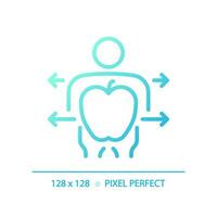 2d Pixel perfekt Gradient gesund Mensch und Obst Symbol, isoliert Blau Vektor, dünn Linie Illustration Darstellen Stoffwechsel- Gesundheit. vektor