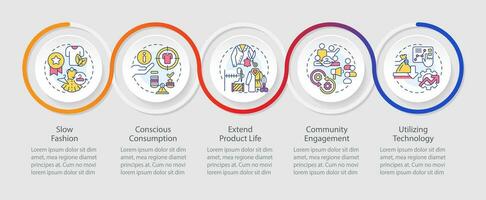 2d nachhaltig Mode bunt Vektor Infografiken Vorlage, Daten Visualisierung mit 5 Schritte, Prozess Zeitleiste Diagramm.