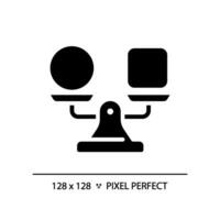 2d Pixel perfekt Silhouette Kreis und Platz gestalten auf Gewicht Rahmen Symbol, isoliert Vektor, Glyphe Stil schwarz Illustration Darstellen Vergleiche vektor