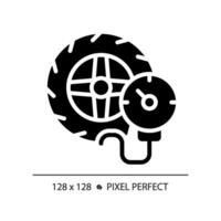 2d Pixel perfekt Glyphe Stil Reifen aufblasen Symbol, isoliert Vektor, einfach Silhouette Illustration Darstellen Auto Bedienung und Reparatur. vektor