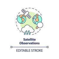 2d editierbar Mehrfarbig Satellit Beobachtungen Symbol, einfach isoliert Vektor, Klima Metriken dünn Linie Illustration. vektor