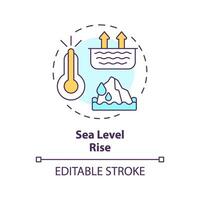 2d editierbar Mehrfarbig Meer Niveau erhebt euch Symbol, einfach isoliert Vektor, Klima Metriken dünn Linie Illustration. vektor