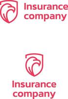 försäkring företag företag logotyp med varumärke namn. Örn och skydda ikon. blå kreativ design element och visuell identitet. lämplig för försäkring, finansiell skydd, risk förvaltning. vektor