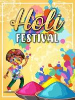 holi festival banner med barn karaktärer vektor