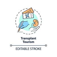 2d editierbar Mehrfarbig Transplantation Tourismus Symbol, einfach isoliert Vektor, medizinisch Tourismus dünn Linie Illustration. vektor