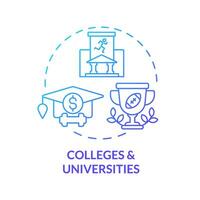 2d högskolor och universitet tunn linje lutning ikon begrepp, isolerat vektor, illustration representerar atletisk stipendium. vektor