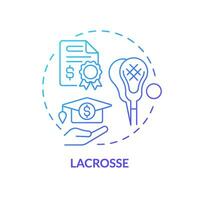 2d Lacrosse dünn Linie Gradient Symbol Konzept, isoliert Vektor, Illustration Darstellen sportlich Stipendium. vektor