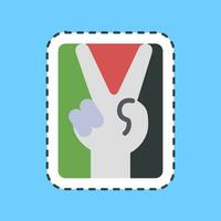 Schneiden Linie Aufkleber Finger friedlich Geste. Palästina Elemente. gut zum Drucke, Poster, Logo, Infografiken, usw. vektor