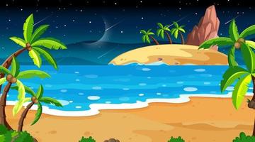 tropisk strandlandskapsscen på natten vektor