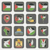 Symbol einstellen von Palästina. Palästina Elemente. Symbole im geprägt Stil. gut zum Drucke, Poster, Logo, Infografiken, usw. vektor