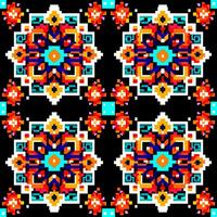 geometrisk etnisk mönster. pixel mönster. design för Kläder, tyg, bakgrund, tapet, omslag, batik. stickat, broderi stil. aztec geometrisk konst prydnad print.vector illustration vektor
