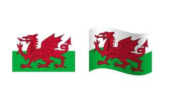 Rechteck und Welle Wales Flagge Illustration vektor