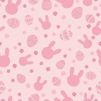 sömlös mönster bakgrund för påsk design med söt dekorerad påsk ägg, kanin och blomma vektor