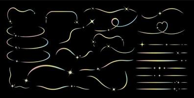 modisch einstellen von Linien mit Sterne mit verwischen und Gradient y2k. Vektor Illustration