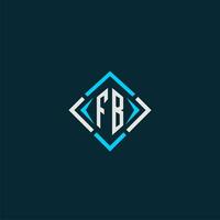 fb första monogram logotyp med fyrkant stil design vektor