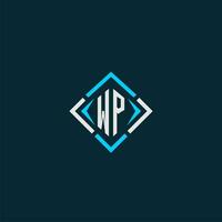 wp första monogram logotyp med fyrkant stil design vektor