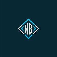 wb Anfangsmonogramm-Logo mit quadratischem Design vektor