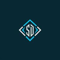 sd-anfangsmonogrammlogo mit quadratischem stildesign vektor