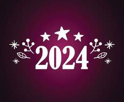 2024 Lycklig ny år Semester abstrakt vit grafisk design vektor logotyp symbol illustration med lila bakgrund