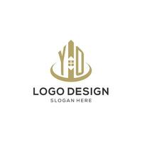 Initiale yo Logo mit kreativ Haus Symbol, modern und Fachmann echt Nachlass Logo Design vektor