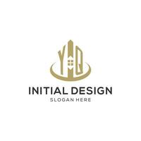 Initiale yq Logo mit kreativ Haus Symbol, modern und Fachmann echt Nachlass Logo Design vektor