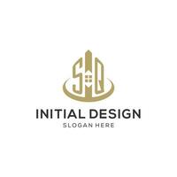 Initiale sq Logo mit kreativ Haus Symbol, modern und Fachmann echt Nachlass Logo Design vektor