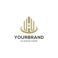 Initiale uu Logo mit kreativ Haus Symbol, modern und Fachmann echt Nachlass Logo Design vektor