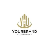 Initiale vu Logo mit kreativ Haus Symbol, modern und Fachmann echt Nachlass Logo Design vektor