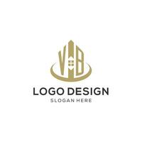 första vb logotyp med kreativ hus ikon, modern och professionell verklig egendom logotyp design vektor