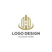 första oo logotyp med kreativ hus ikon, modern och professionell verklig egendom logotyp design vektor