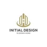 Initiale od Logo mit kreativ Haus Symbol, modern und Fachmann echt Nachlass Logo Design vektor