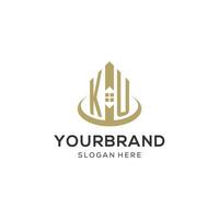 Initiale ku Logo mit kreativ Haus Symbol, modern und Fachmann echt Nachlass Logo Design vektor