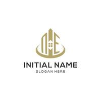 Initiale ne Logo mit kreativ Haus Symbol, modern und Fachmann echt Nachlass Logo Design vektor