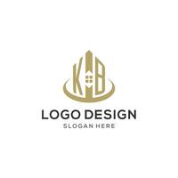 första kb logotyp med kreativ hus ikon, modern och professionell verklig egendom logotyp design vektor