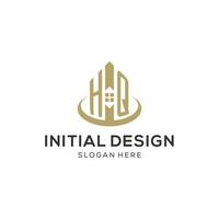 Initiale hq Logo mit kreativ Haus Symbol, modern und Fachmann echt Nachlass Logo Design vektor