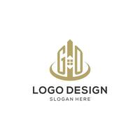 Initiale gehen Logo mit kreativ Haus Symbol, modern und Fachmann echt Nachlass Logo Design vektor