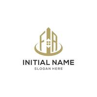 Initiale fr Logo mit kreativ Haus Symbol, modern und Fachmann echt Nachlass Logo Design vektor