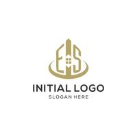 Initiale es Logo mit kreativ Haus Symbol, modern und Fachmann echt Nachlass Logo Design vektor