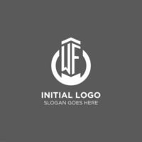 första wf cirkel runda linje logotyp, abstrakt företag logotyp design idéer vektor