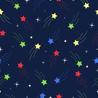 nahtloses Muster von bunten Sternen im Weltraum vektor