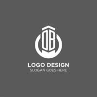 första ob cirkel runda linje logotyp, abstrakt företag logotyp design idéer vektor