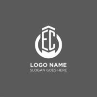 första ec cirkel runda linje logotyp, abstrakt företag logotyp design idéer vektor